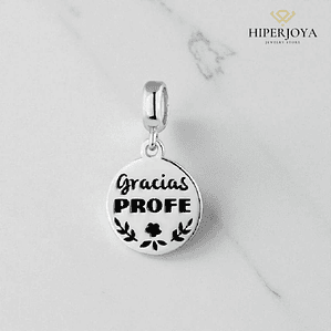 Abalorio disco gracias profe plata