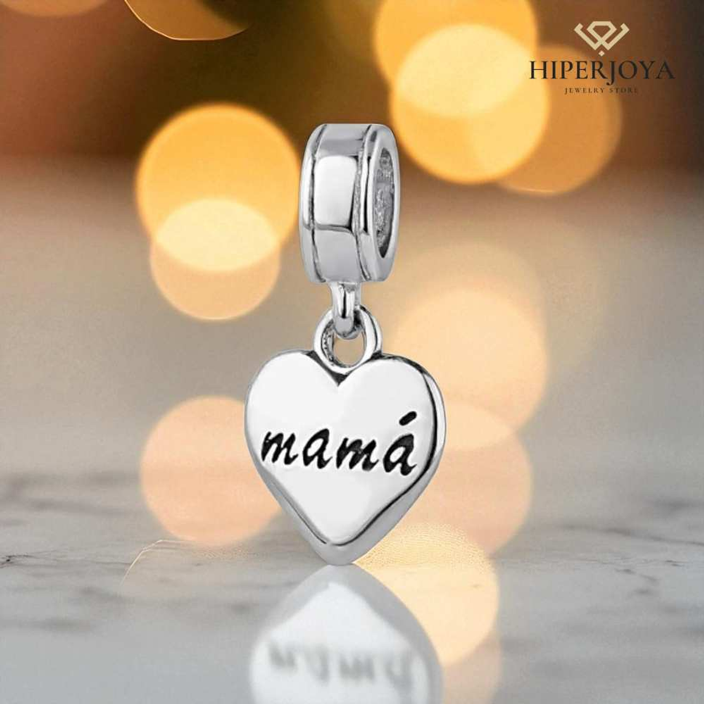 Abalorio corazón mamá plata 3