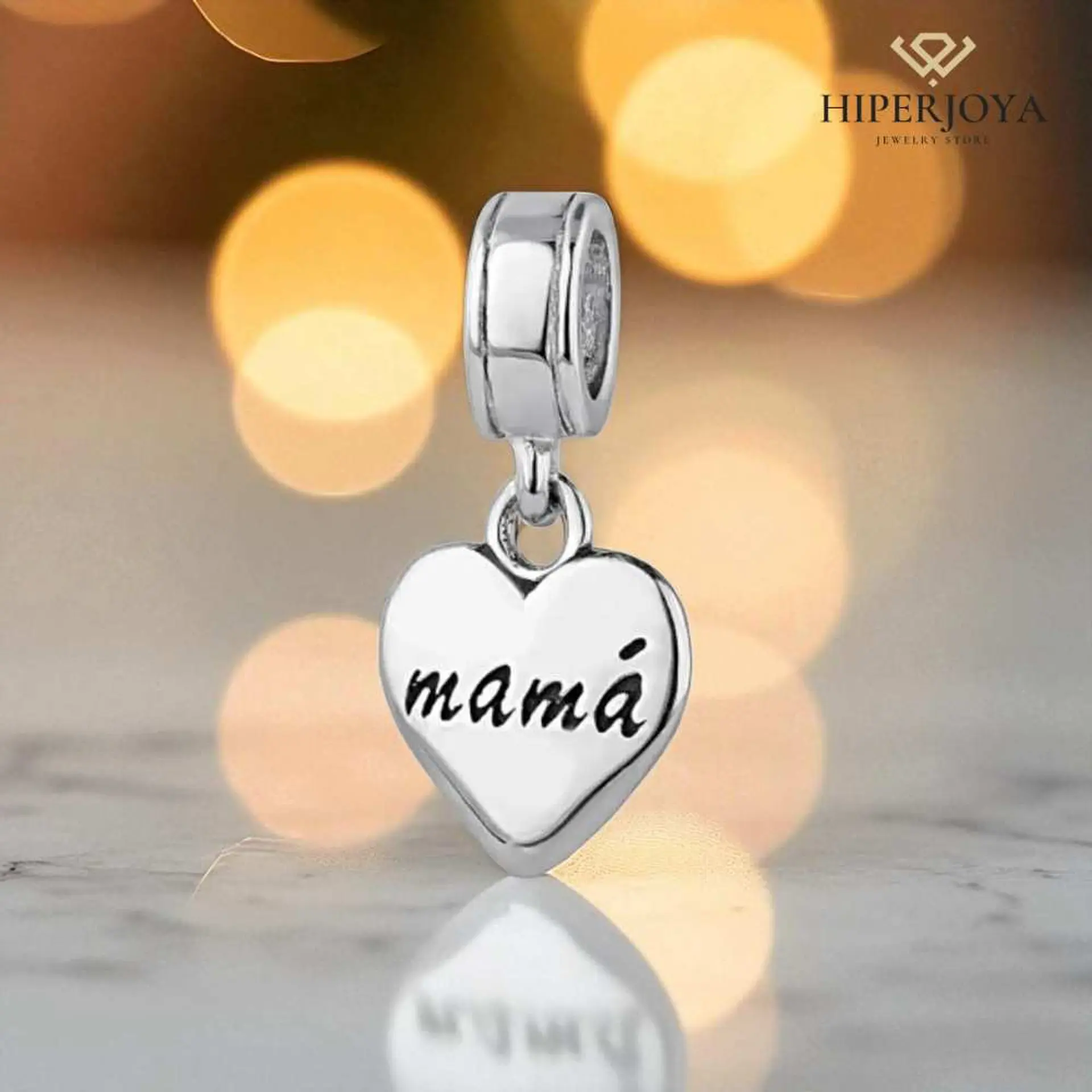 Silver heart charm for mom 3