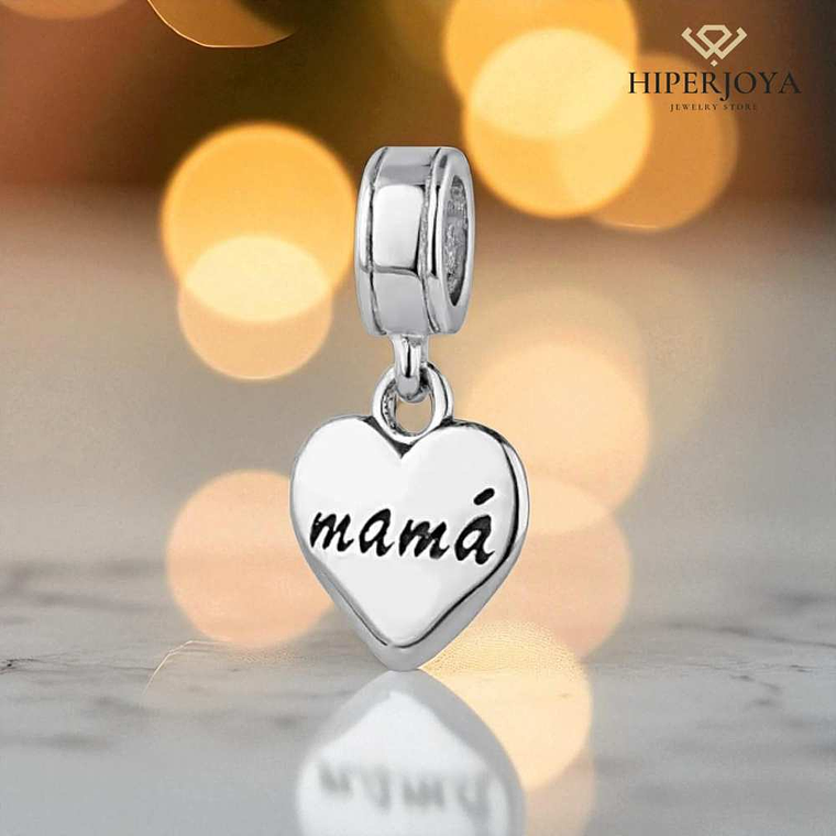 Abalorio corazón mamá plata 3