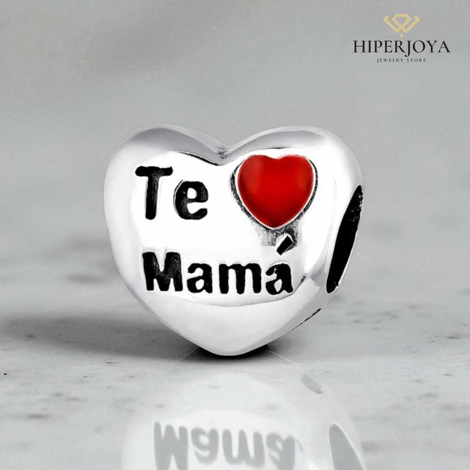 Abalorio, I love you, Mom, silver. 3