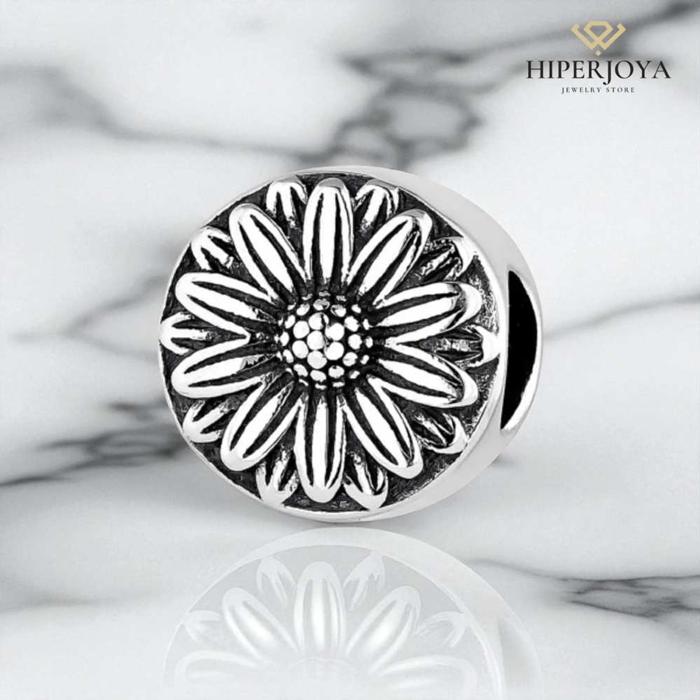 Abalorio flor plata  2