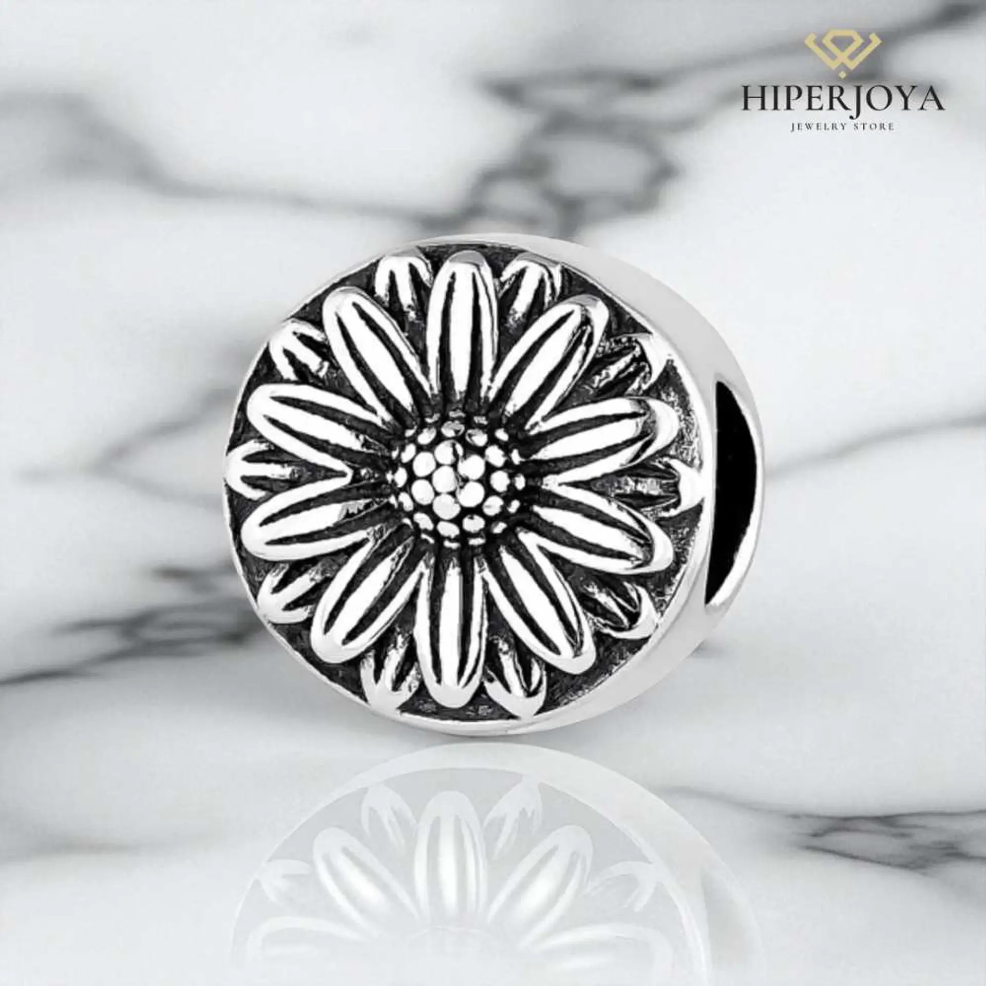 Silver flower bead  2
