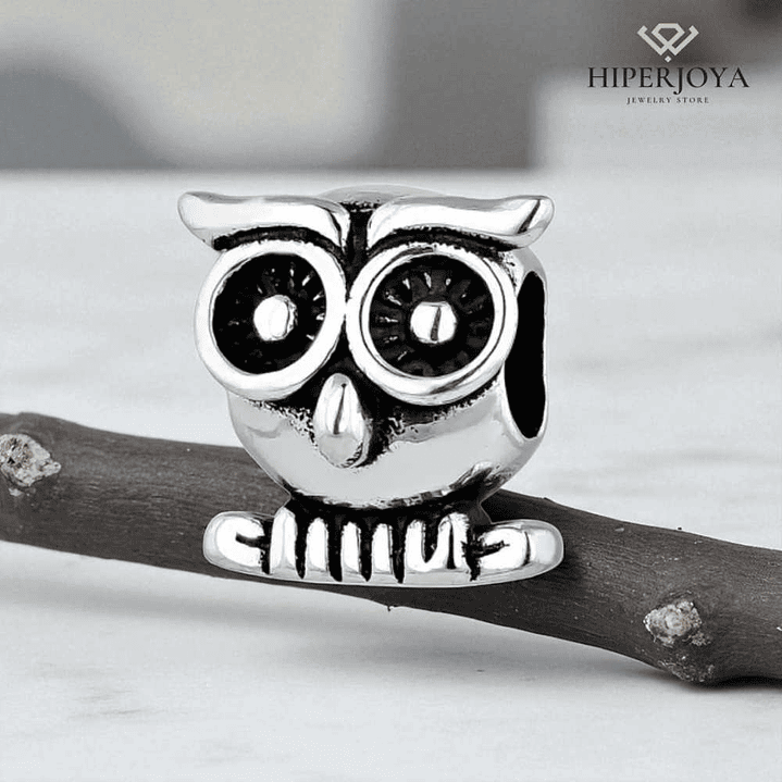 Abalorio búho plata 2