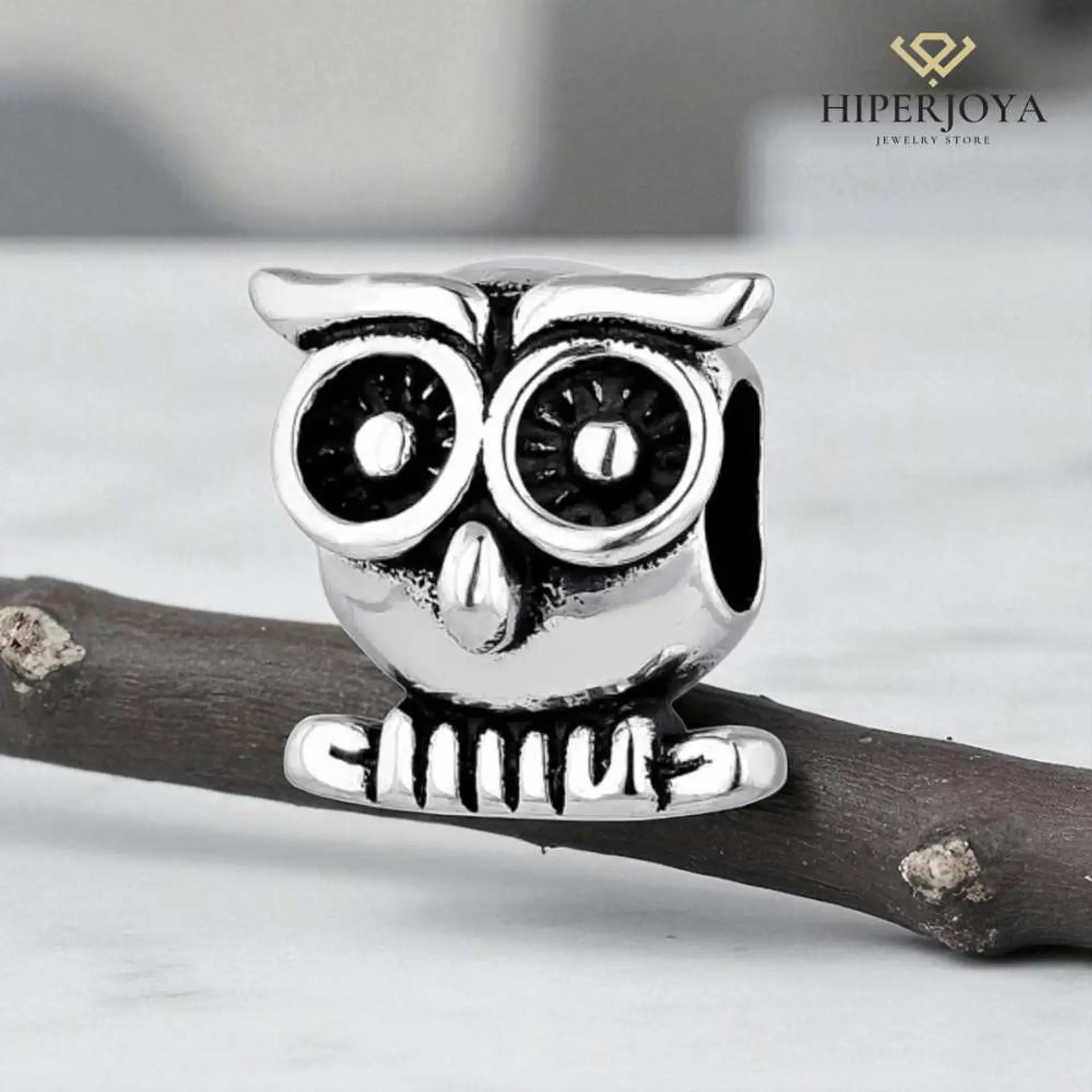 Silver owl bead 2