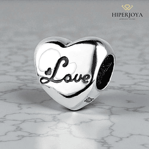 Abalorio corazón love plata