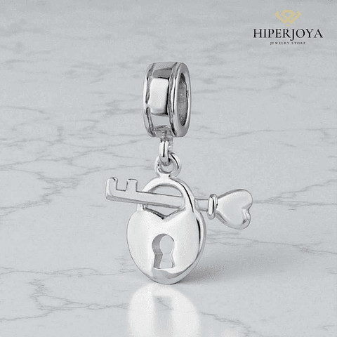 Abalorio candado y corazón plata