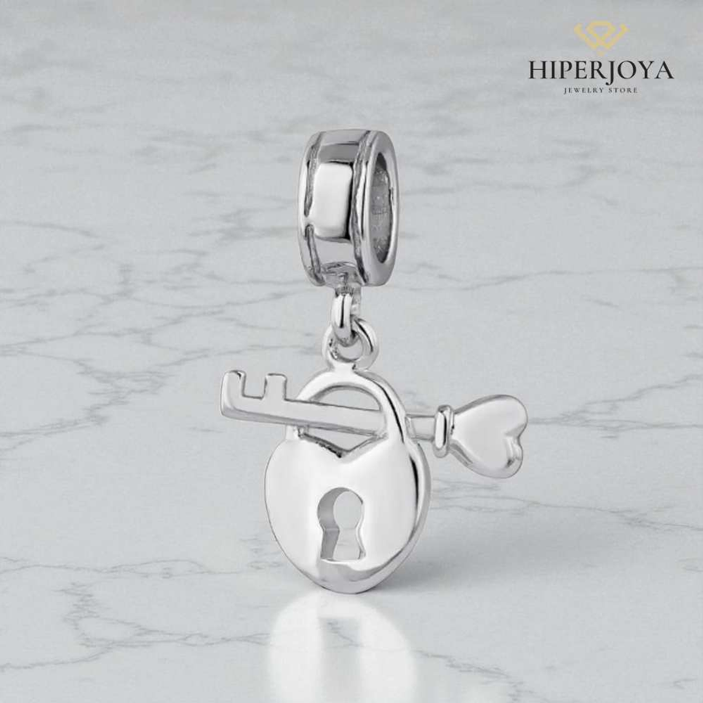 Abalorio candado y corazón plata 2