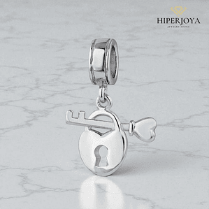 Abalorio candado y corazón plata