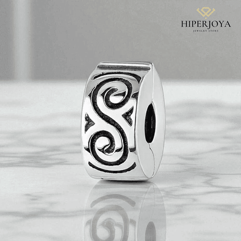 Abalorio clip infinito doble plata