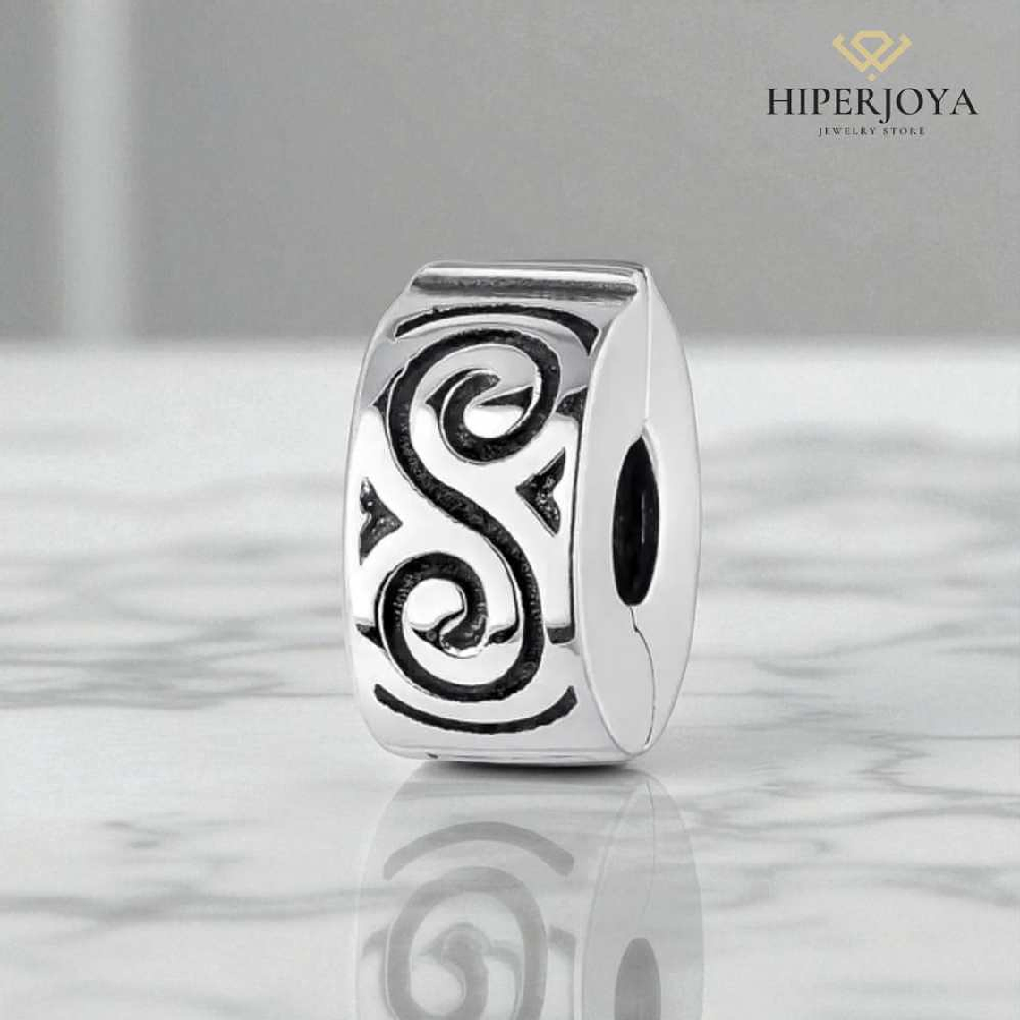 Abalorio clip infinito doble plata 2