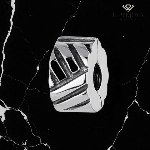 Abalorio clip multilíneas plata