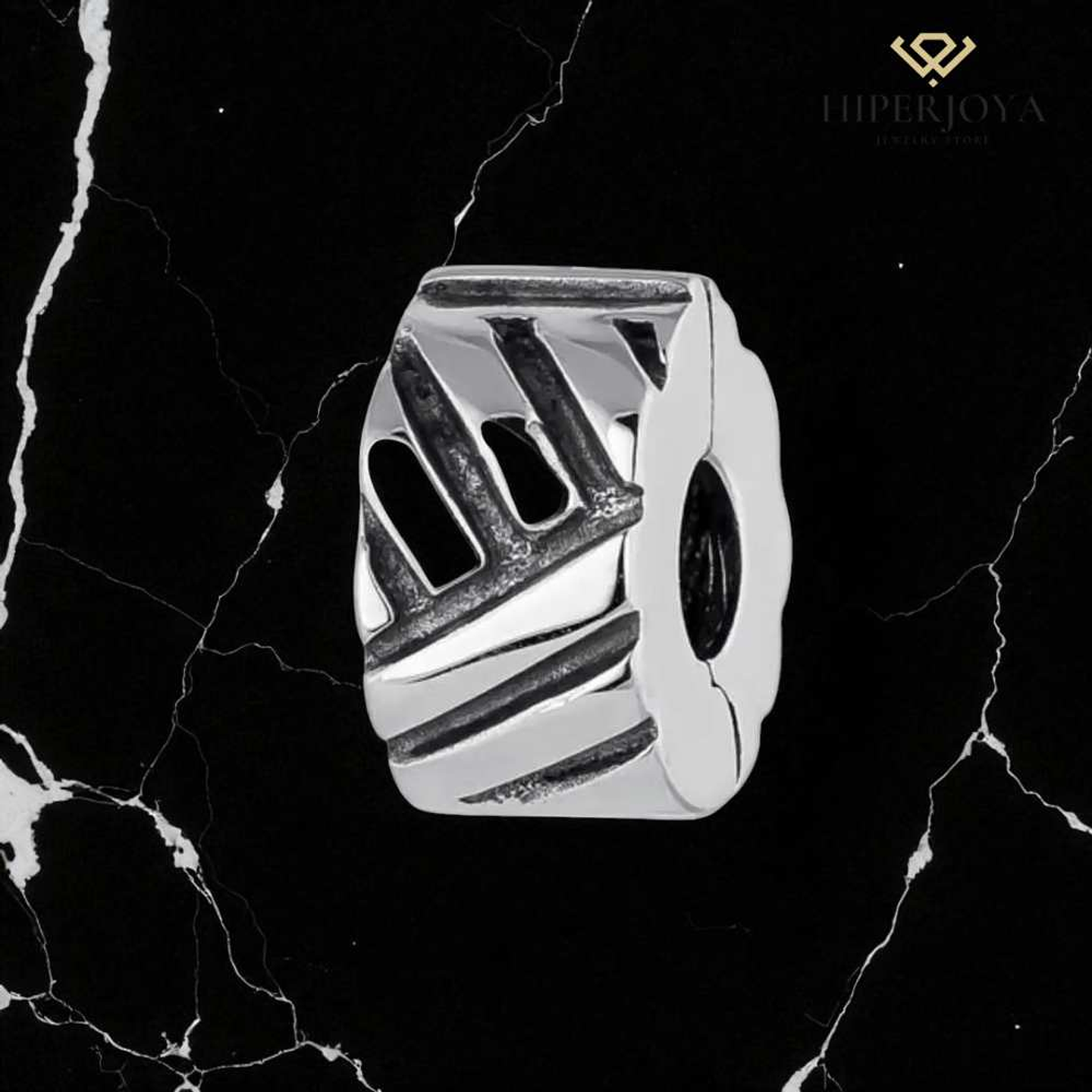 Abalorio clip multilíneas plata 2