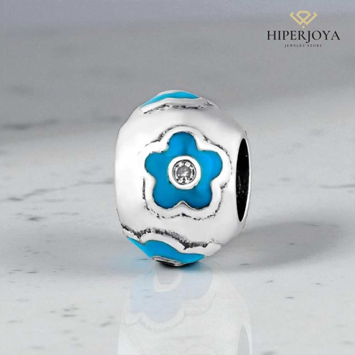 Abalorio dalia azul plata 2