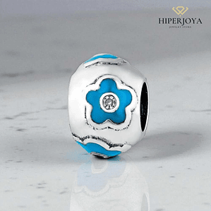 Abalorio dalia azul plata