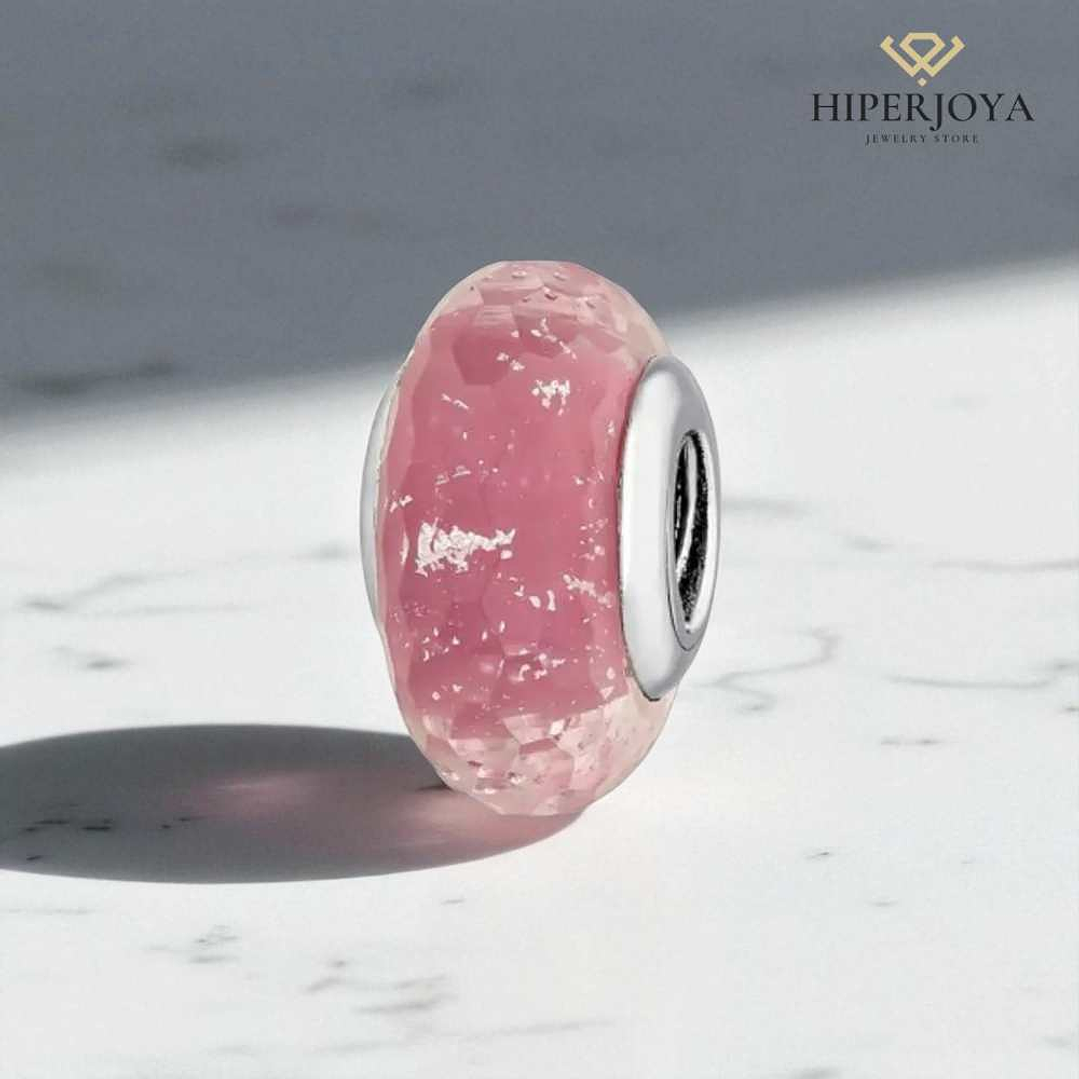 Abalorio murano prisma rosa 2