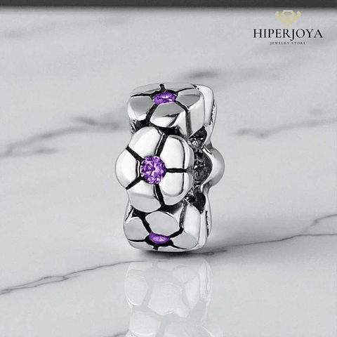 Abalorio ramo morado plata