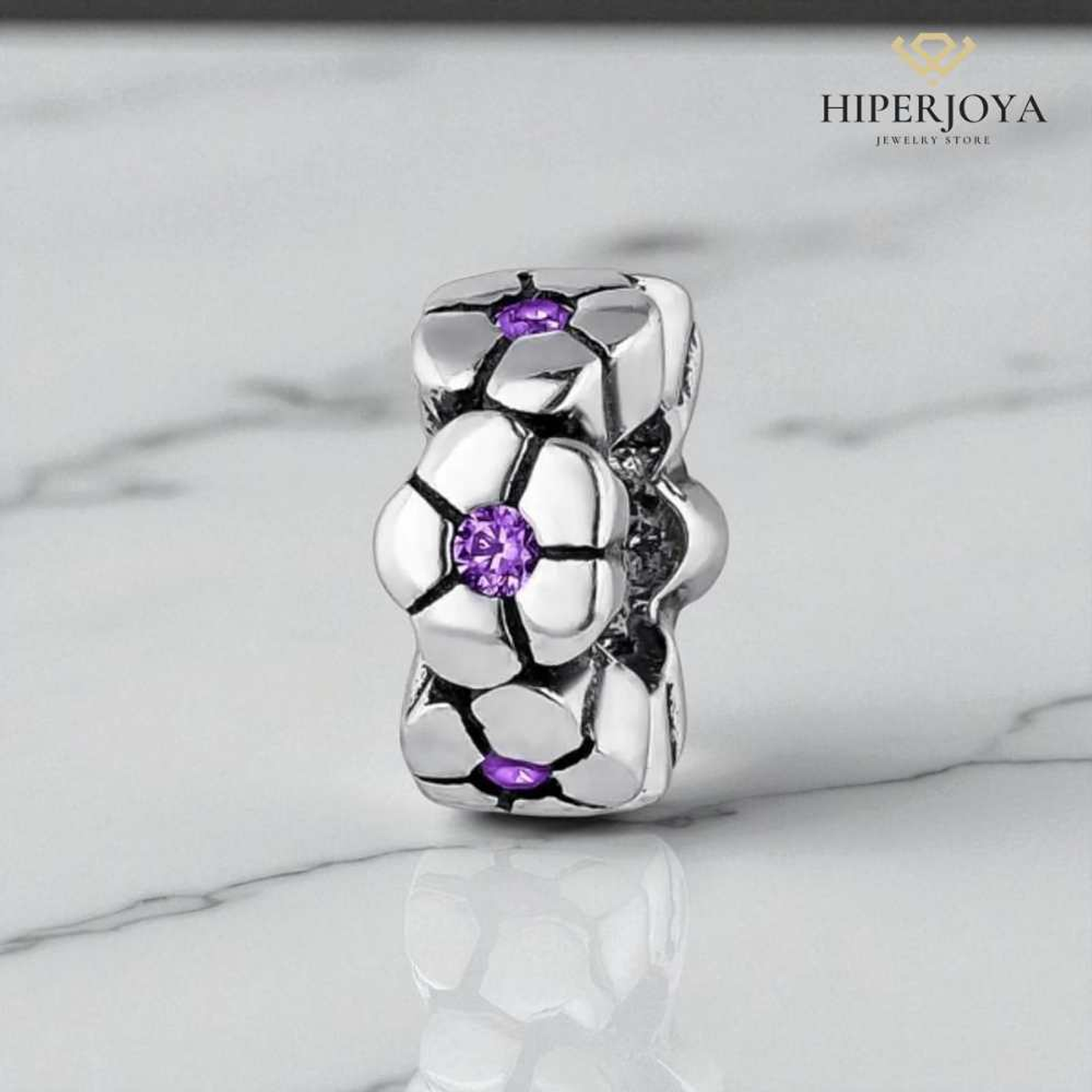 Abalorio ramo morado plata 2