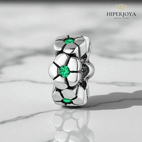 Abalorio ramo verde plata