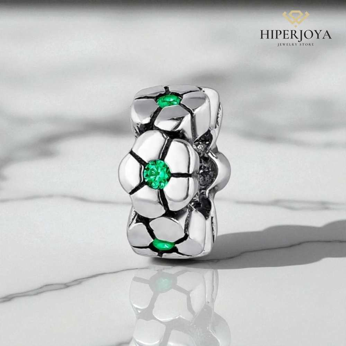 Abalorio ramo verde plata 2