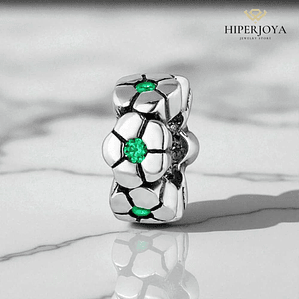 Abalorio ramo verde plata