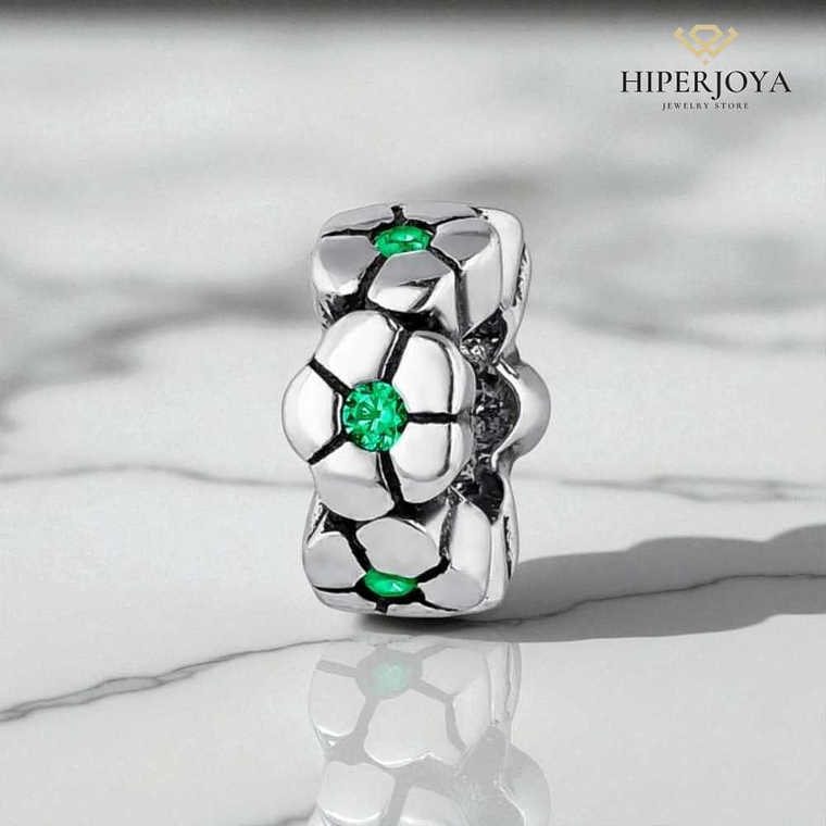 Abalorio ramo verde plata 2