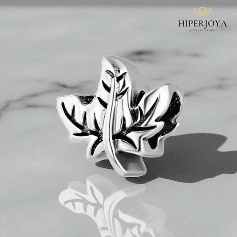 Abalorio hoja de otoño plata