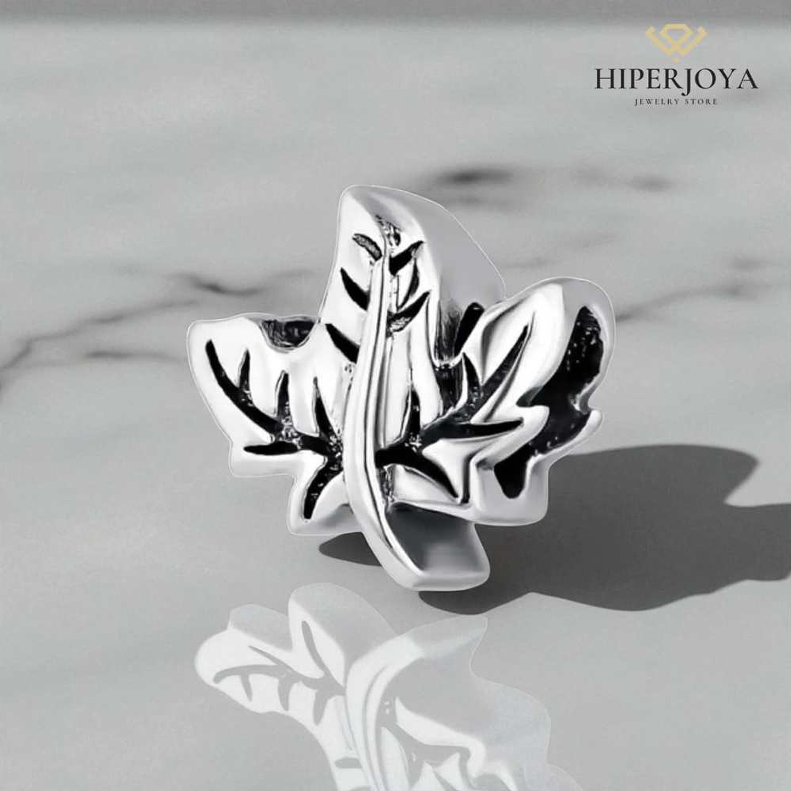 Abalorio hoja de otoño plata 2