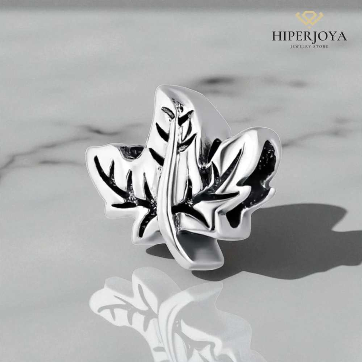 Abalorio hoja de otoño plata 2