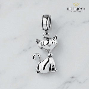 Abalorio gato de la suerte plata