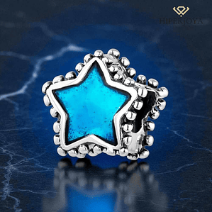 Abalorio estrella azul plata
