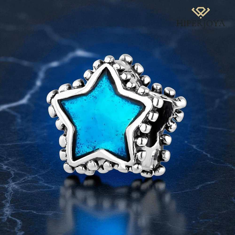 Abalorio estrella azul plata 2