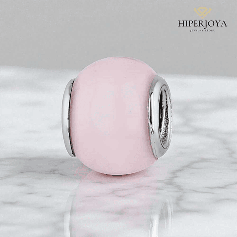 Abalorio murano rosa plata