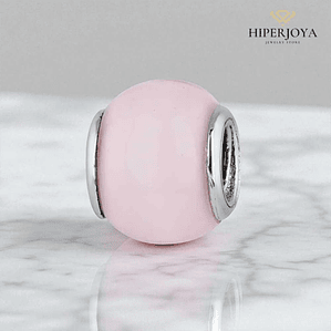 Abalorio murano rosa plata