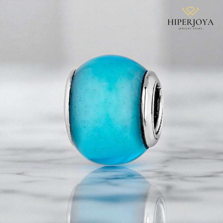 Abalorio murano azul plata 2