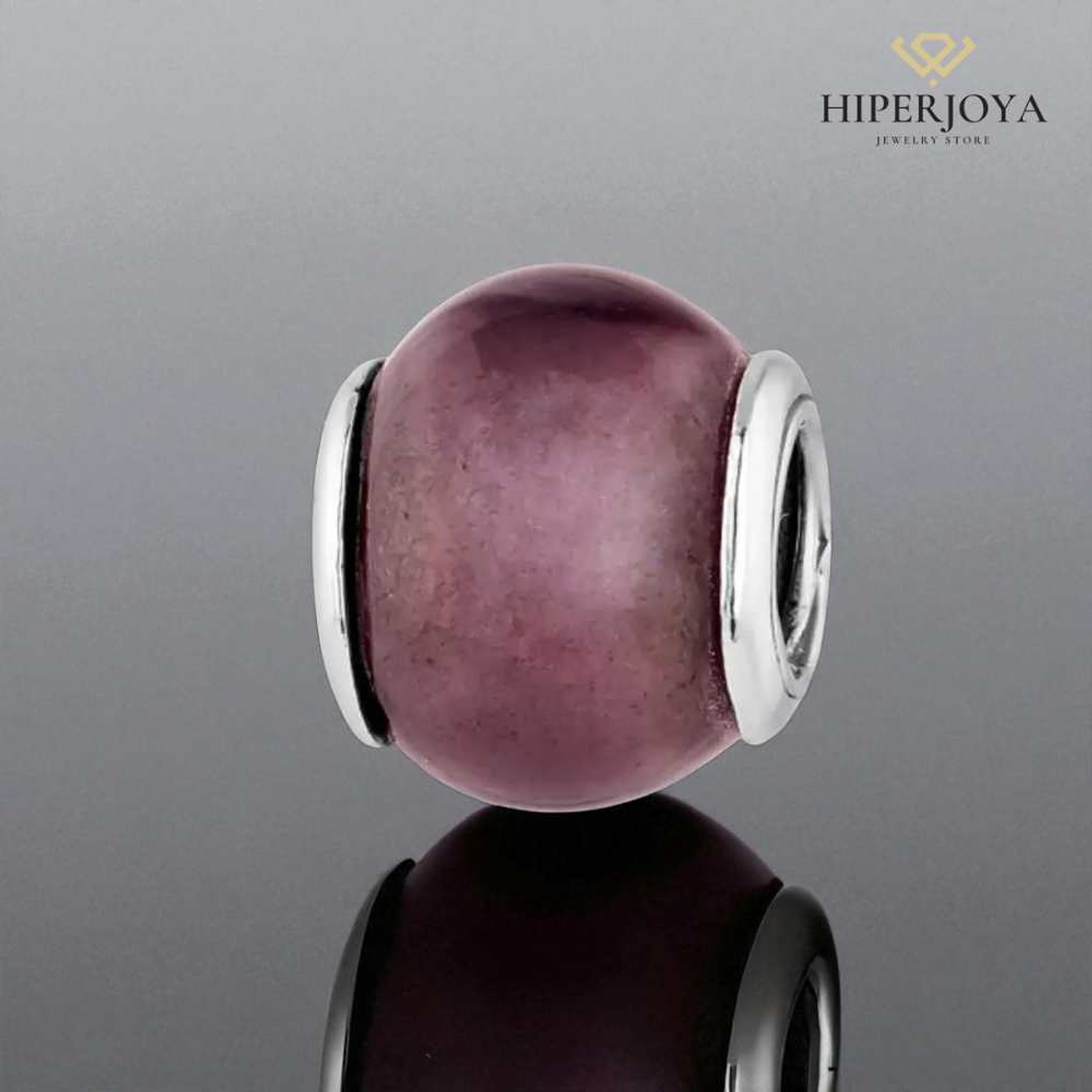 Abalorio murano morado plata 2