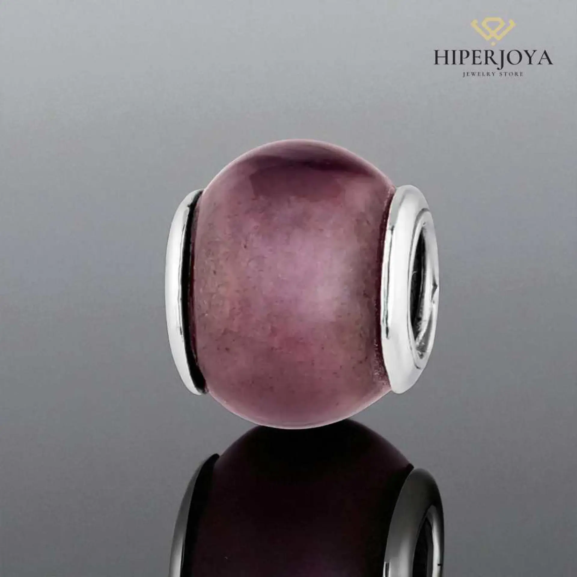 Abalorio murano morado plata 2