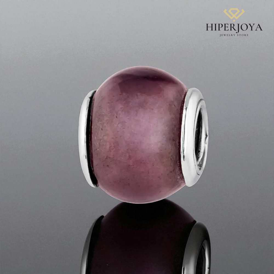 Abalorio murano morado plata 2