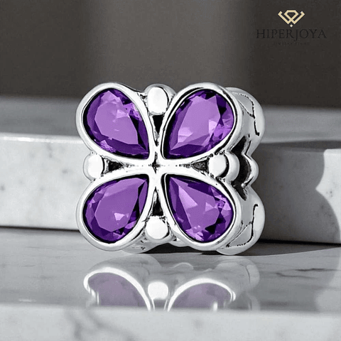 Abalorio mariposa morado plata