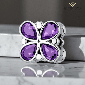 Abalorio mariposa morado plata