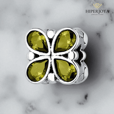 Abalorio mariposa verde plata