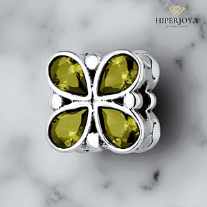 Abalorio mariposa verde plata