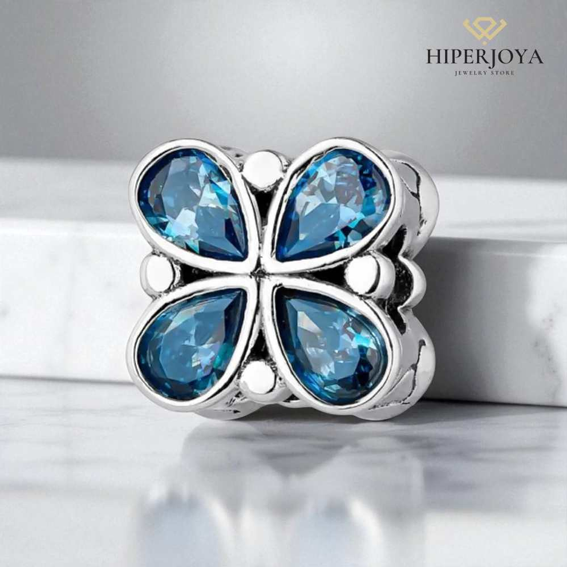 Abalorio mariposa azul plata 2