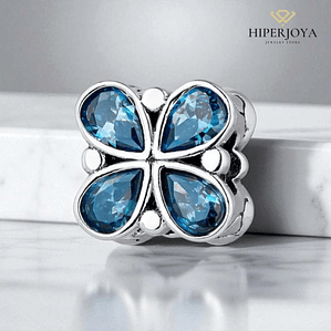 Abalorio mariposa azul plata