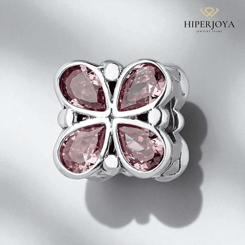 Abalorio mariposa rosa plata