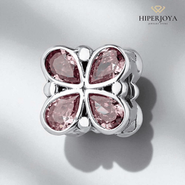 Abalorio mariposa rosa plata 2