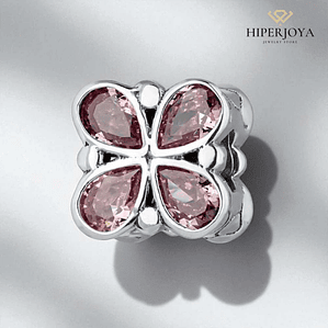 Abalorio mariposa rosa plata