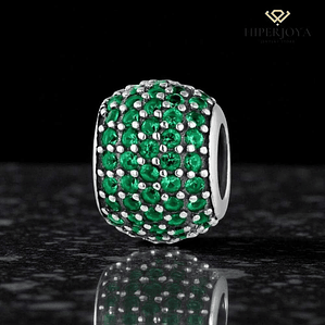 Abalorio destello verde plata