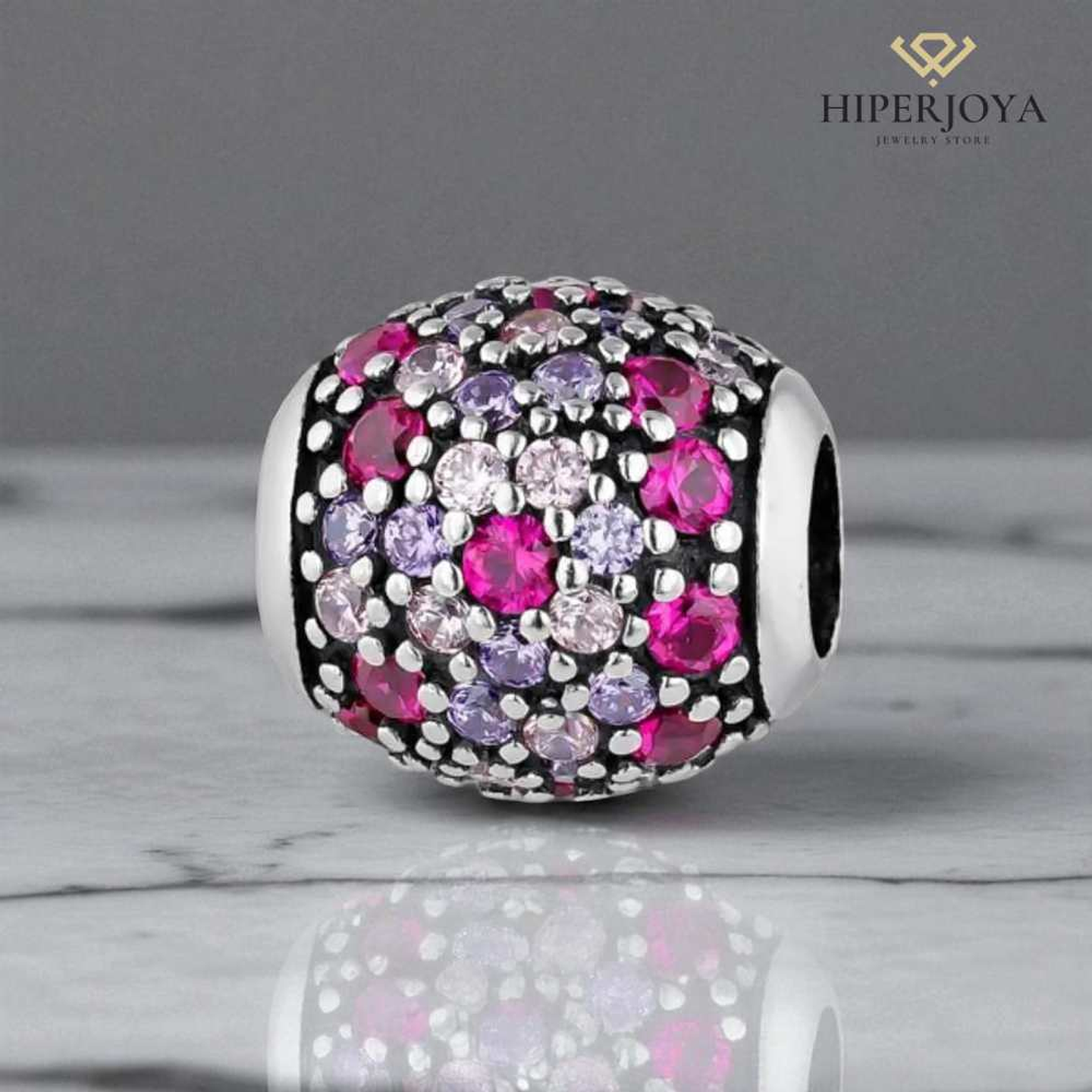 Abalorio destello amatista plata 2