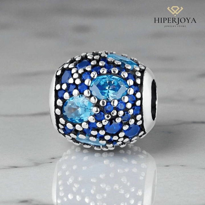 Abalorio destello celeste plata 2